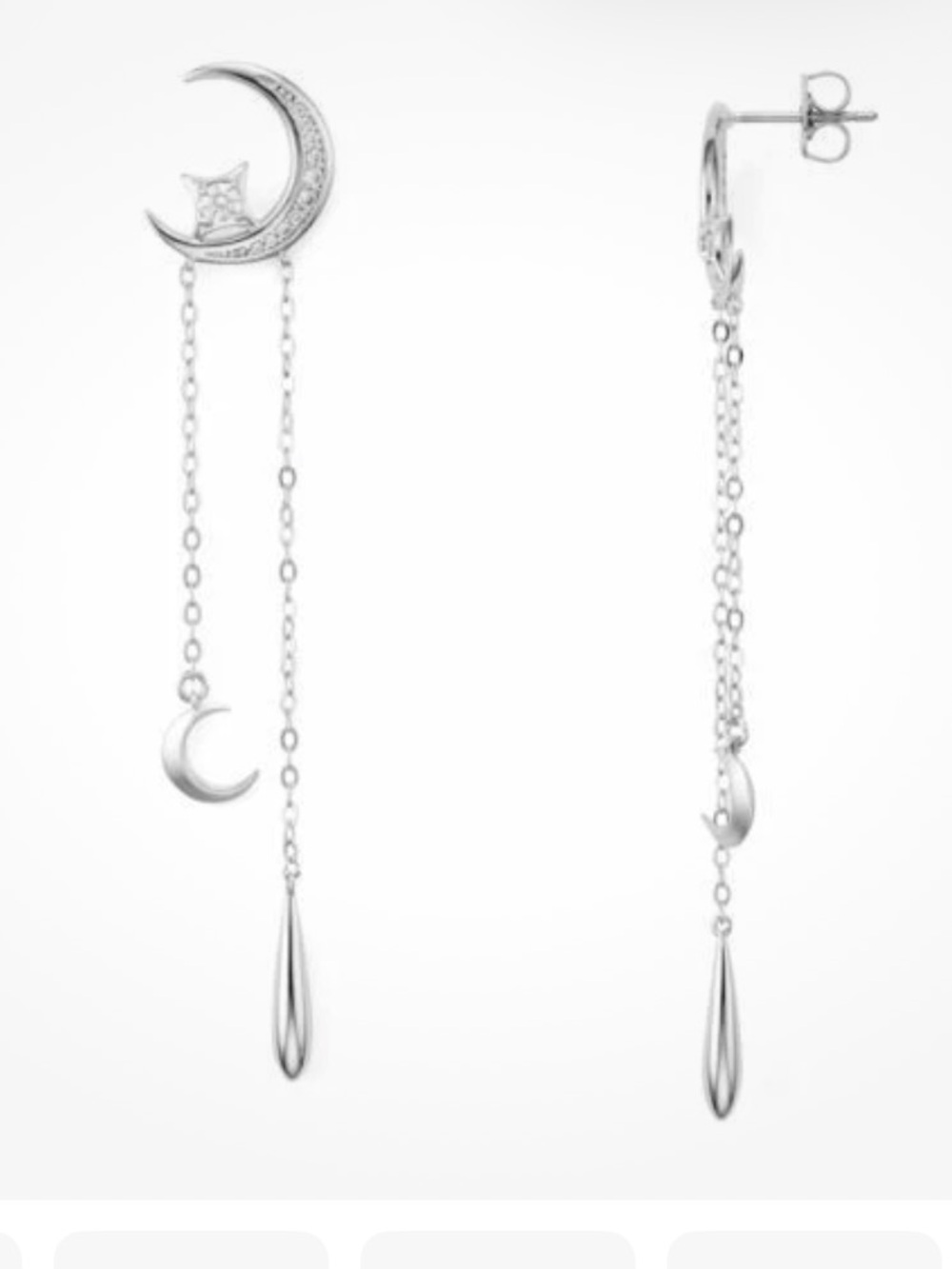 Nadri Rhodium Lunar Swing Drop Earrings in Silver